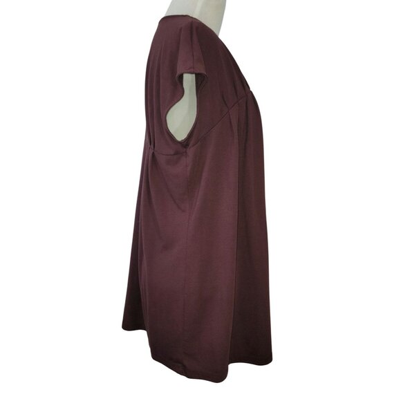 Simply Vera Vera Wang Women's Square Neck Pleated Tunic Top L Purple/Brown - Picture 6 of 11